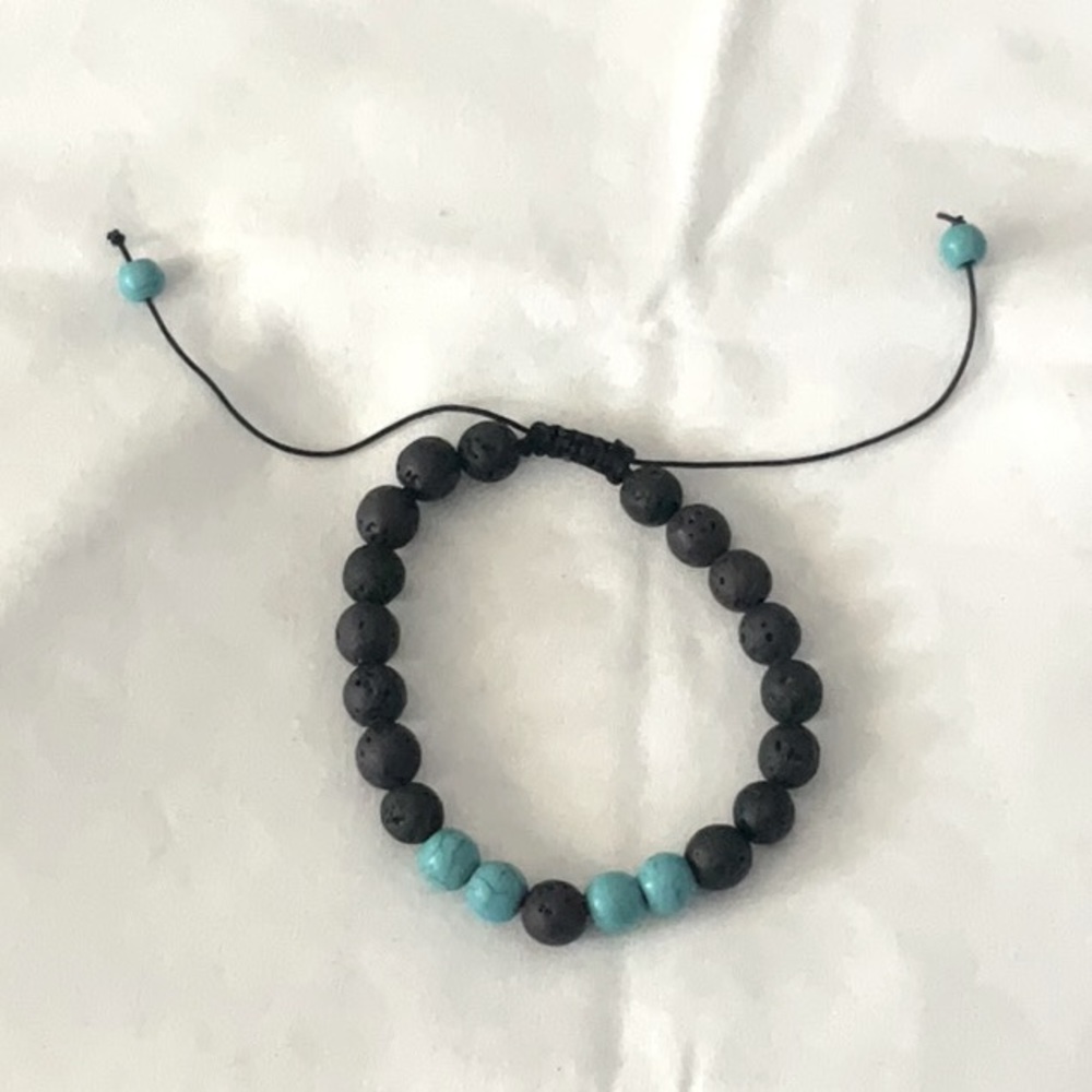 Volcanic bead & Turquoise “scent” bracelet.
